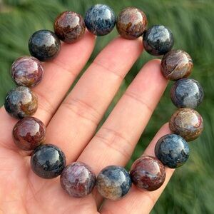 14mm stretchable blue red Pietersite bracelet 1174